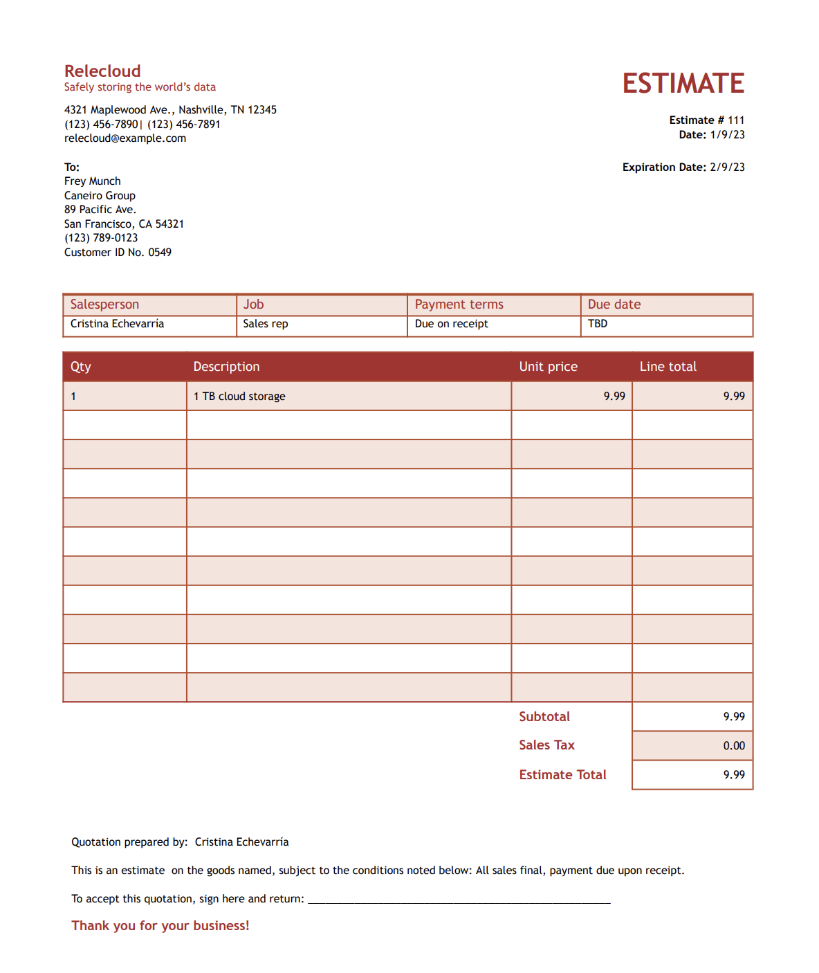 Word Estimate Templates